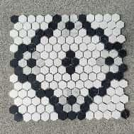 Black White Geometric Hexagon Mosaic