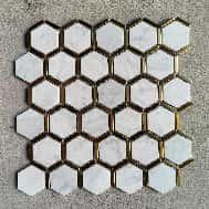 White Gold Hexagon Marble Mosaic