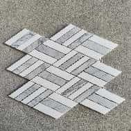 Herringbone Gray White Marble Mosaic