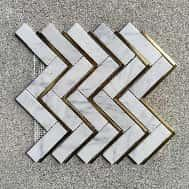 Herringbone White Gray Gold Marble Collage