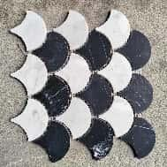 Fan-shaped Black White Marble Collage