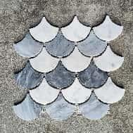 Fan-shaped Gray White Marble Jigsaw